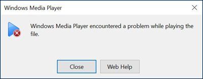 Windows Media Player でファイルの再生中に問題が発生しました