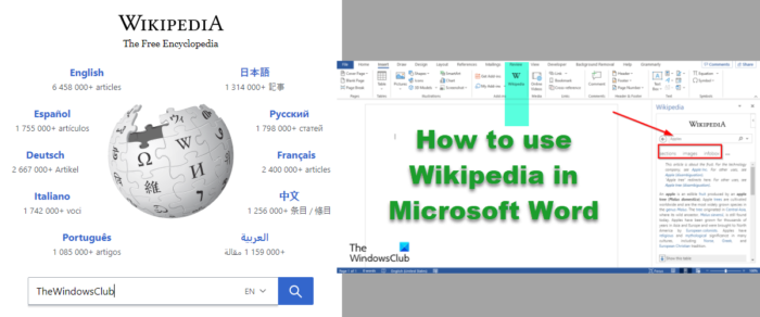 كيفية استخدام ويكيبيديا في Microsoft Word