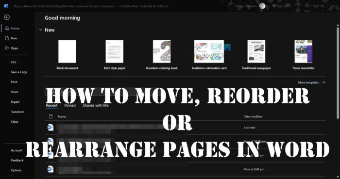 Comment déplacer, réorganiser ou réorganiser des pages dans Word