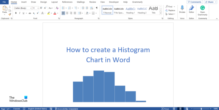 Kako napraviti histogramski grafikon u Wordu