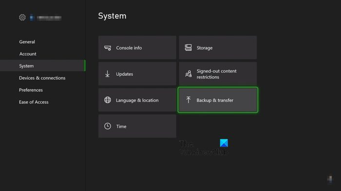   Backup și transfer Xbox One