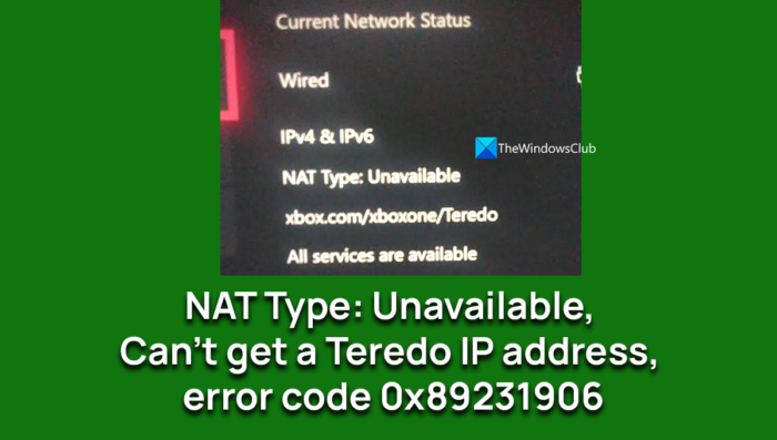 NAT veids: nesasniedzams, nevar iegūt Teredo IP adresi, kļūdas kods 0x89231906