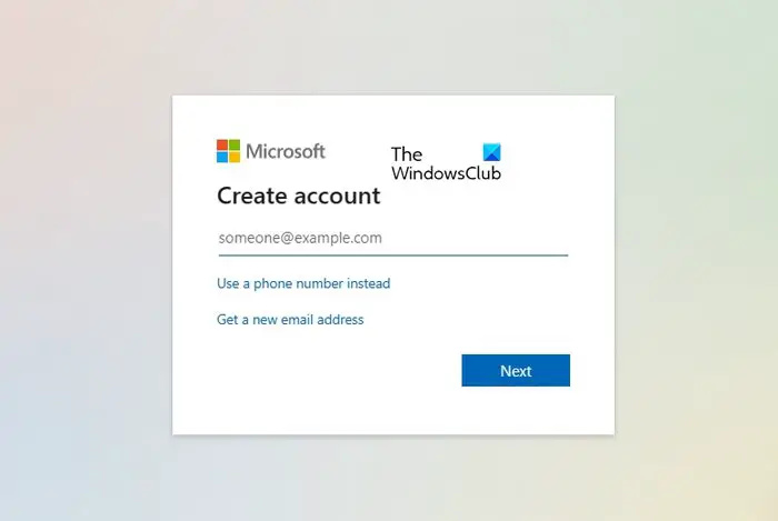   قم بإنشاء حساب Microsoft