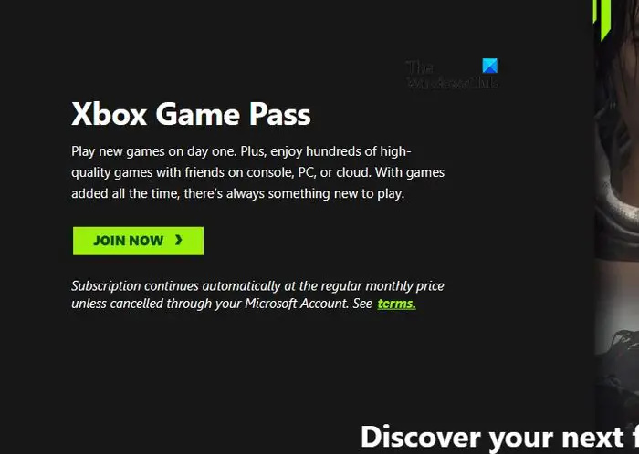   Treten Sie dem Xbox Game Pass bei
