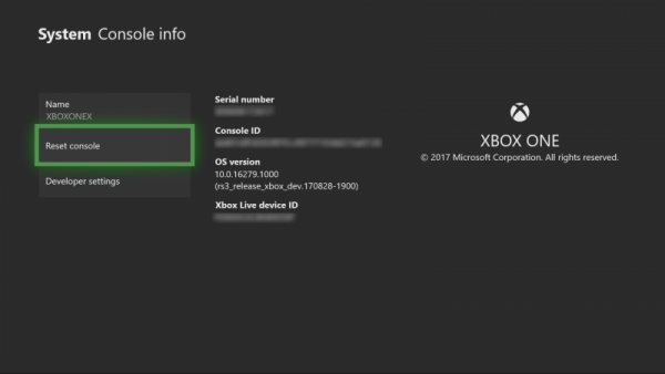 Resetujte konzoli Xbox