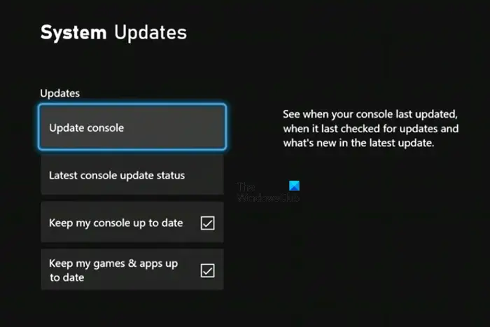   Atualizar console Xbox
